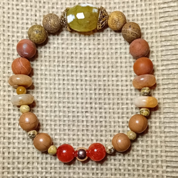 Agate, Jade and Jasper Bracelet - Picture 2 of 4